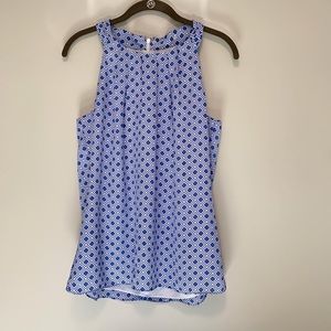 Sleeveless Periwinkle Blue & White Blouse